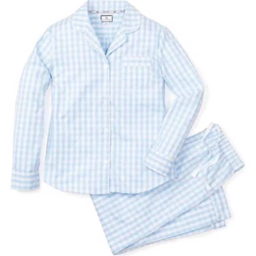 Petite Plume Women's Pajama Set - Light Blue Gingham - xs